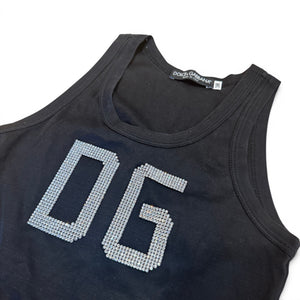 Dolce & Gabbana 2000s Crystal Embellished Logo Tank Top