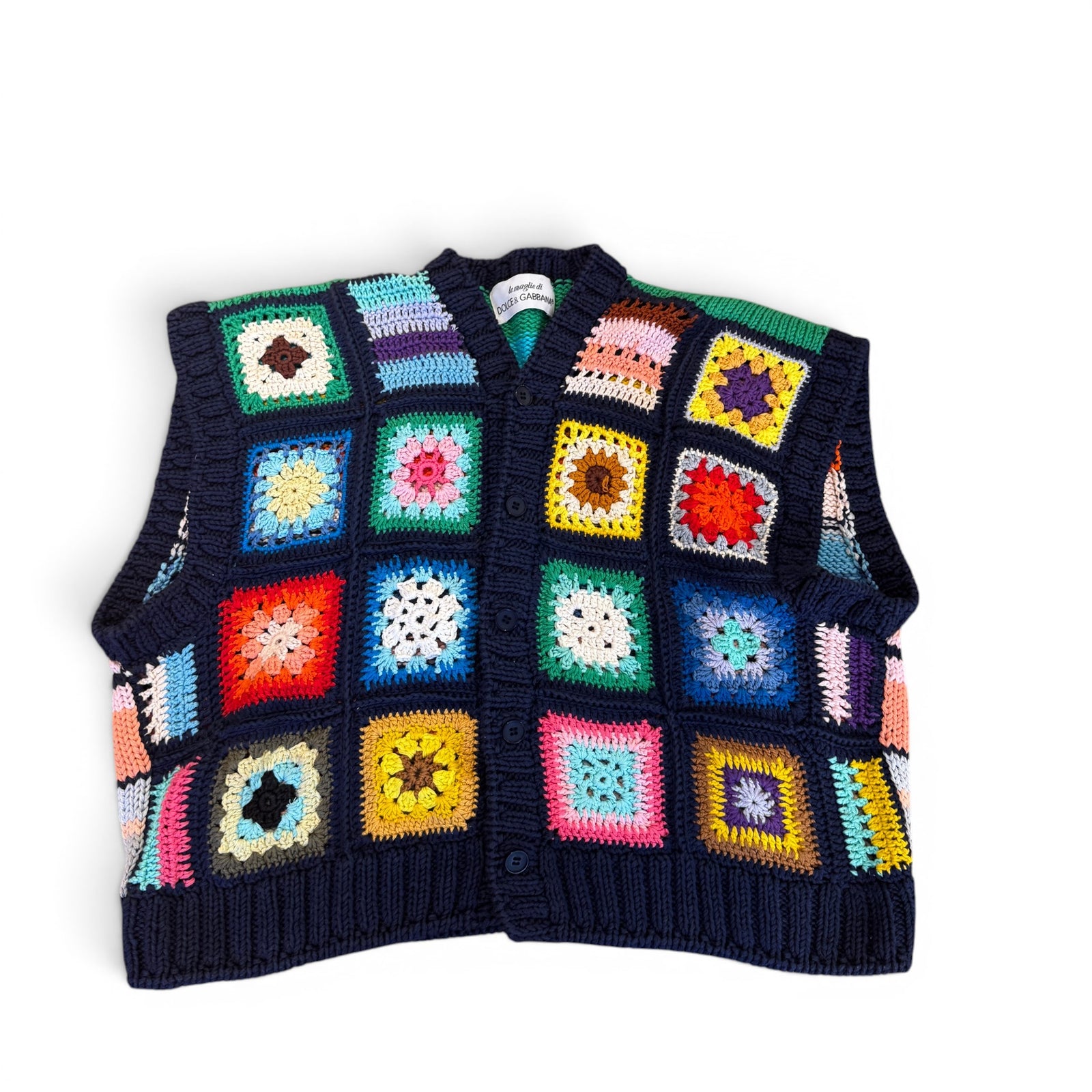Dolce & Gabbana 90s Oversized Crochet Knit Vest