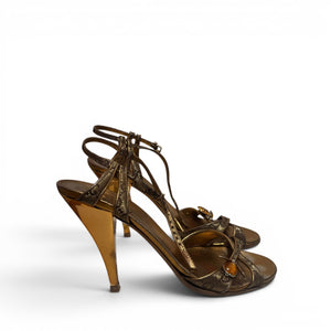 Gucci by Tom Ford SS04 Gold Monogram Bee Embellished Heels