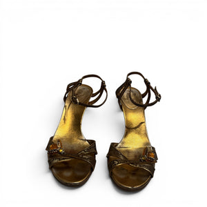 Gucci by Tom Ford SS04 Gold Monogram Bee Embellished Heels