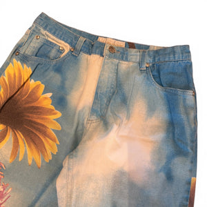 Roberto Cavalli 2000s Sky Flower Print Pants