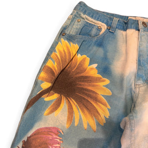 Roberto Cavalli 2000s Sky Flower Print Pants