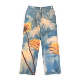 Roberto Cavalli 2000s Sky Flower Print Pants