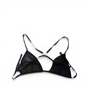 Gucci by Tom Ford SS04 Black Mesh Metal Logo Bralette