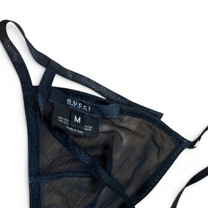 Gucci by Tom Ford SS04 Black Mesh Metal Logo Bralette