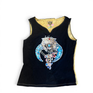 Roberto Cavalli 2000s Embellished Tiger Rock Top