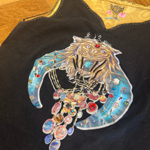 Roberto Cavalli 2000s Embellished Tiger Rock Top