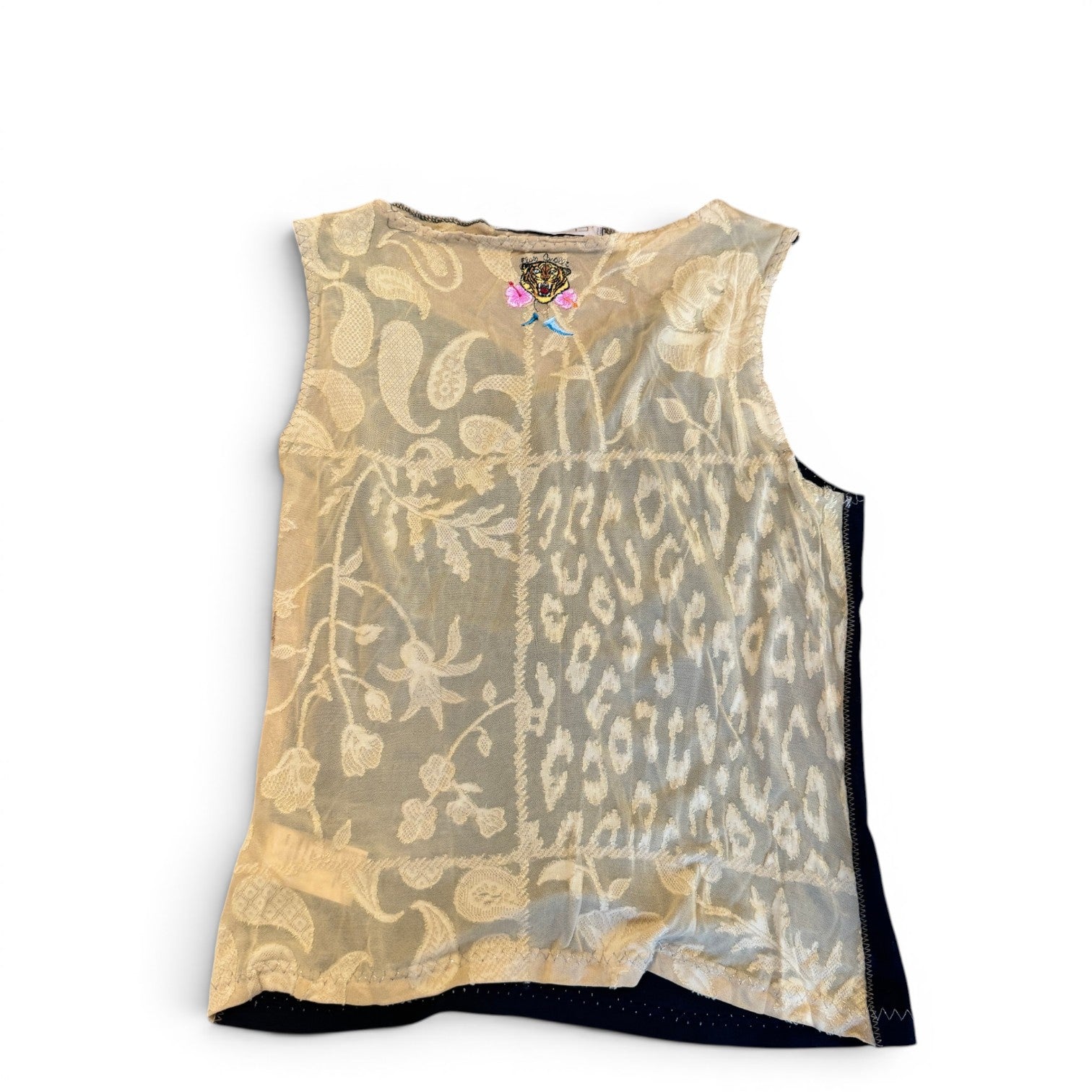 Roberto Cavalli 2000s Embellished Tiger Rock Top