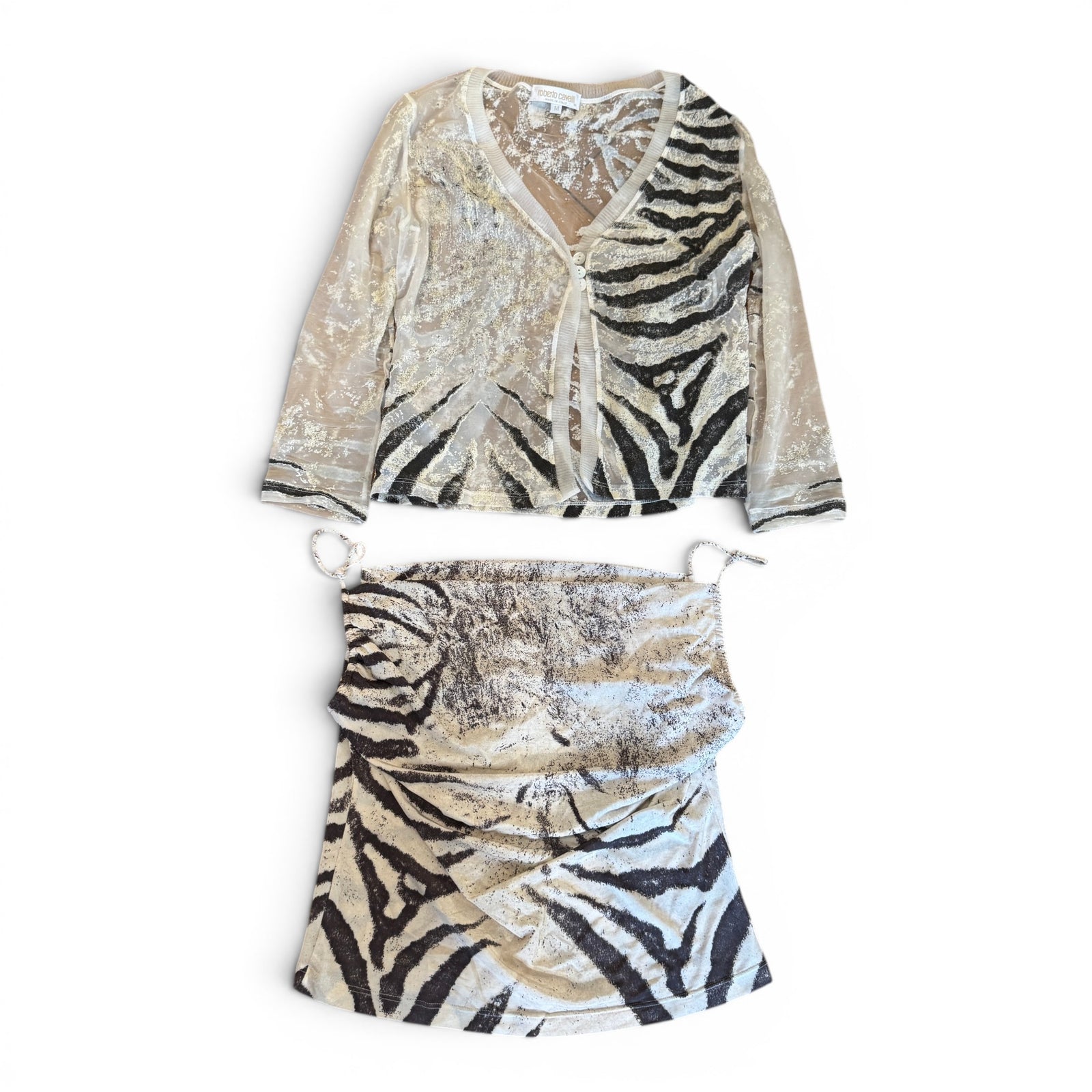 Roberto Cavalli 2000s Zebra Print Twin Set