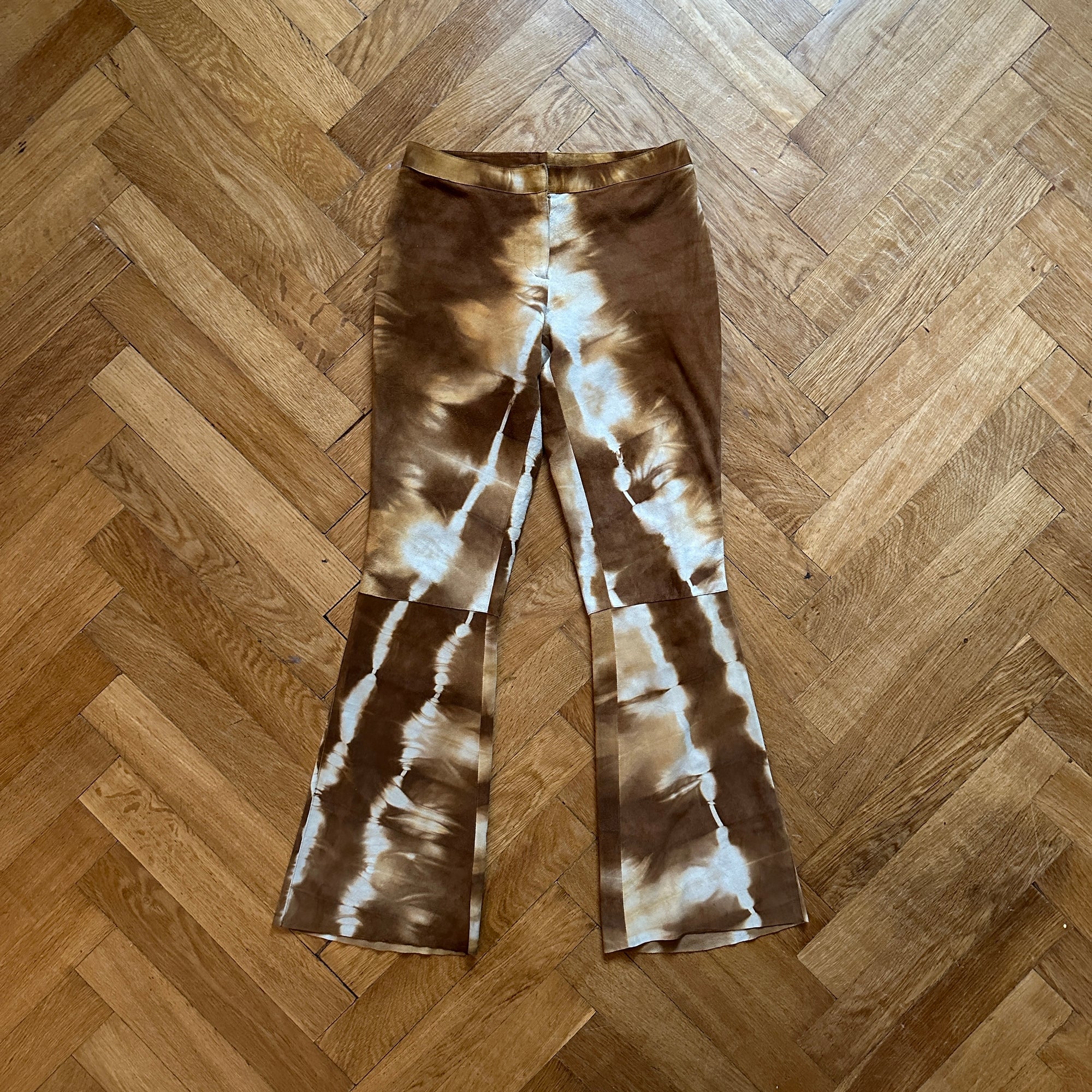 Gucci by Tom Ford FW99 Suede Tie Dye Flared Pants