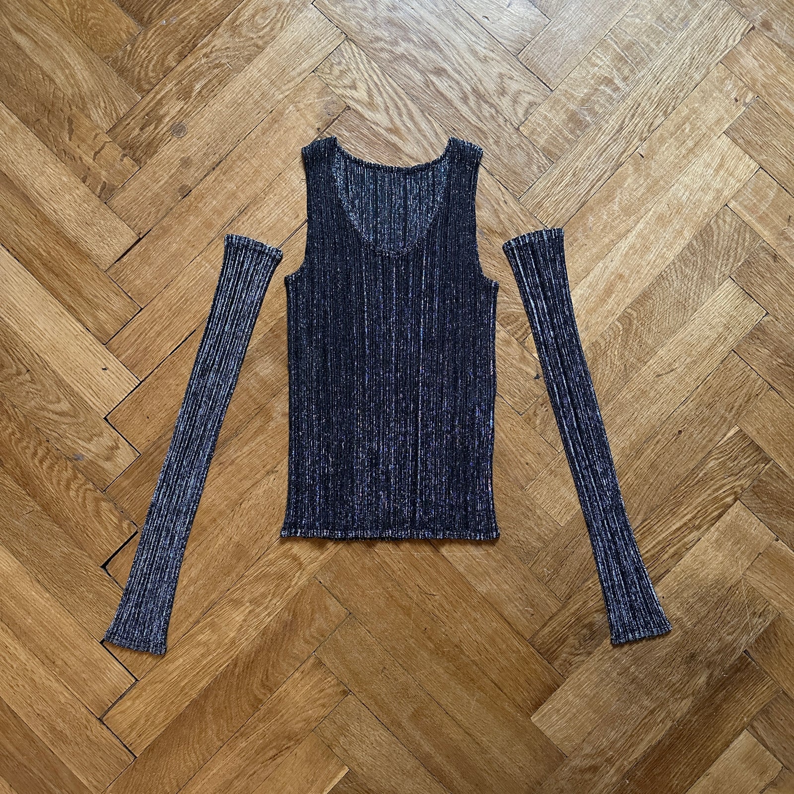 Issey Miyake Pleats Please 2000s Metallic Silver Pleated Set