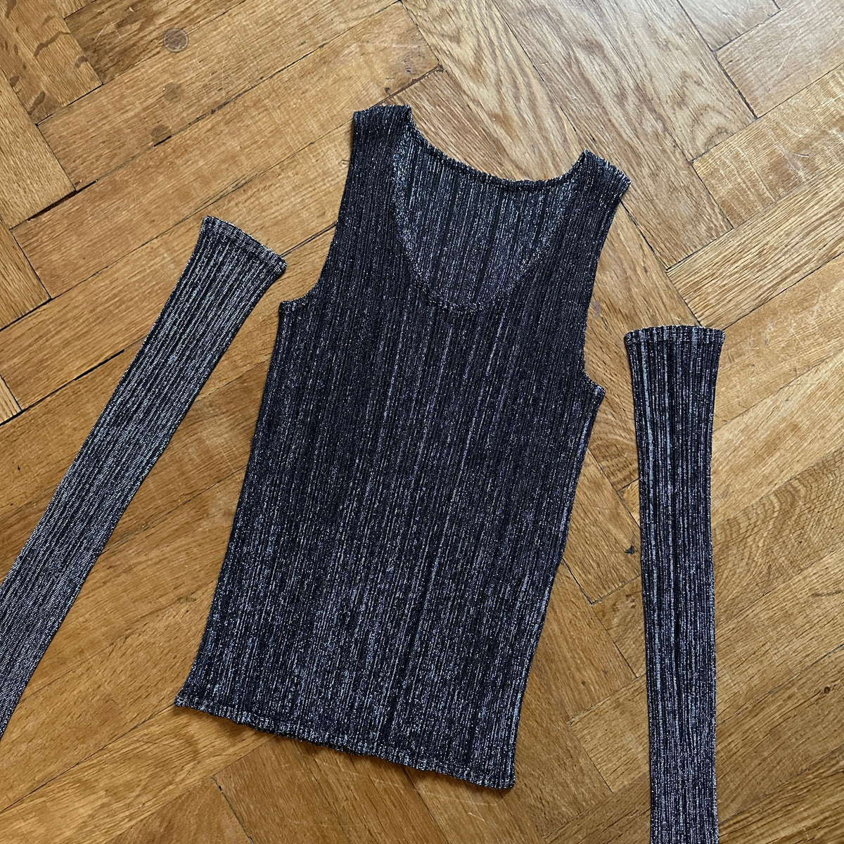 Issey Miyake Pleats Please 2000s Metallic Silver Pleated Set