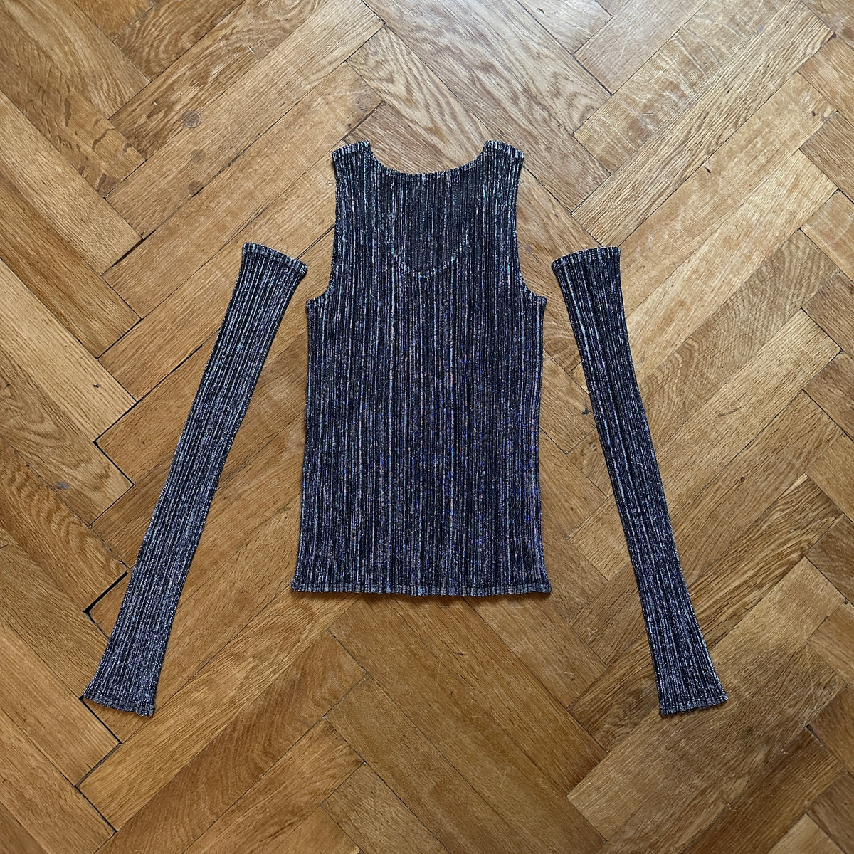 Issey Miyake Pleats Please 2000s Metallic Silver Pleated Set