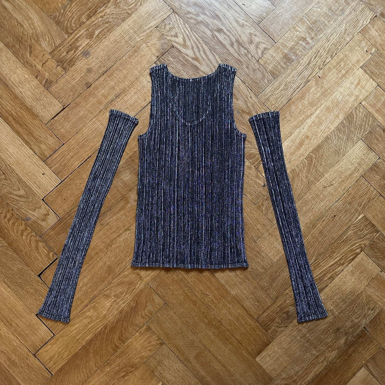 Issey Miyake Pleats Please 2000s Metallic Silver Pleated Set