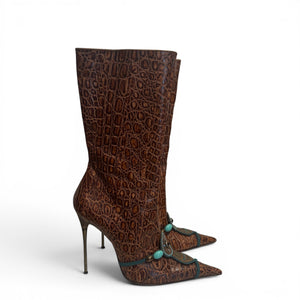 Hamlet Couture 2000s Textured Embellished Heeled Boots