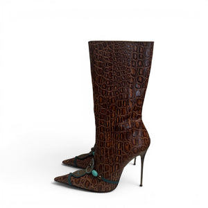 Hamlet Couture 2000s Textured Embellished Heeled Boots