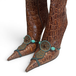 Hamlet Couture 2000s Textured Embellished Heeled Boots
