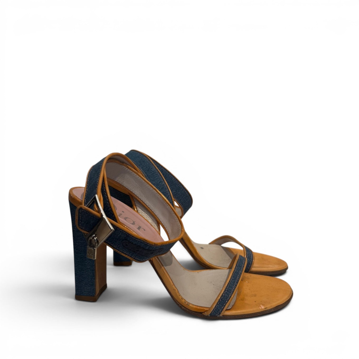 Christian Dior by John Galliano 2000s Denim Strap Heeled Sandals