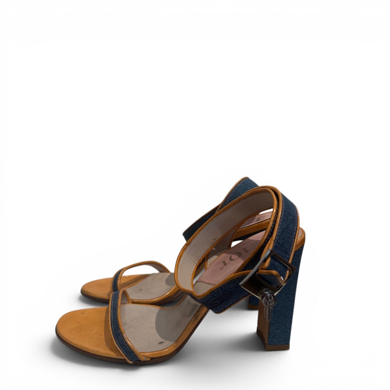Christian Dior by John Galliano 2000s Denim Strap Heeled Sandals