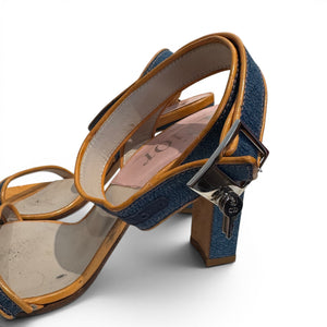 Christian Dior by John Galliano 2000s Denim Strap Heeled Sandals