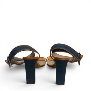 Christian Dior by John Galliano 2000s Denim Strap Heeled Sandals