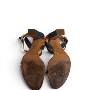 Christian Dior by John Galliano 2000s Denim Strap Heeled Sandals