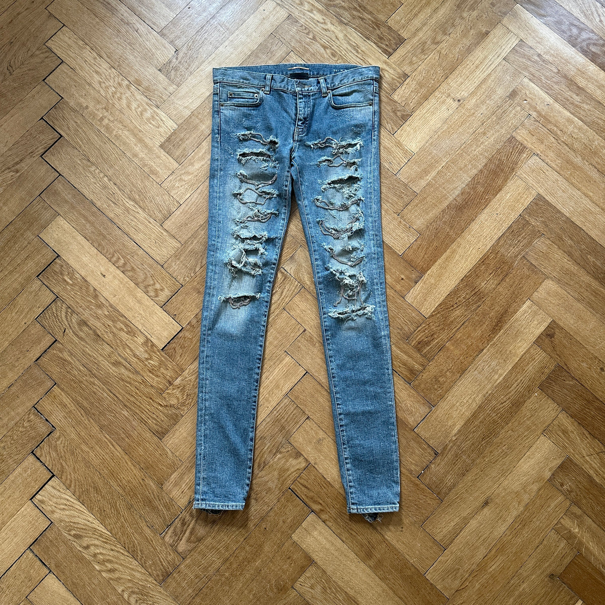 Saint Laurent Paris FW13 Chain Distressed Denim