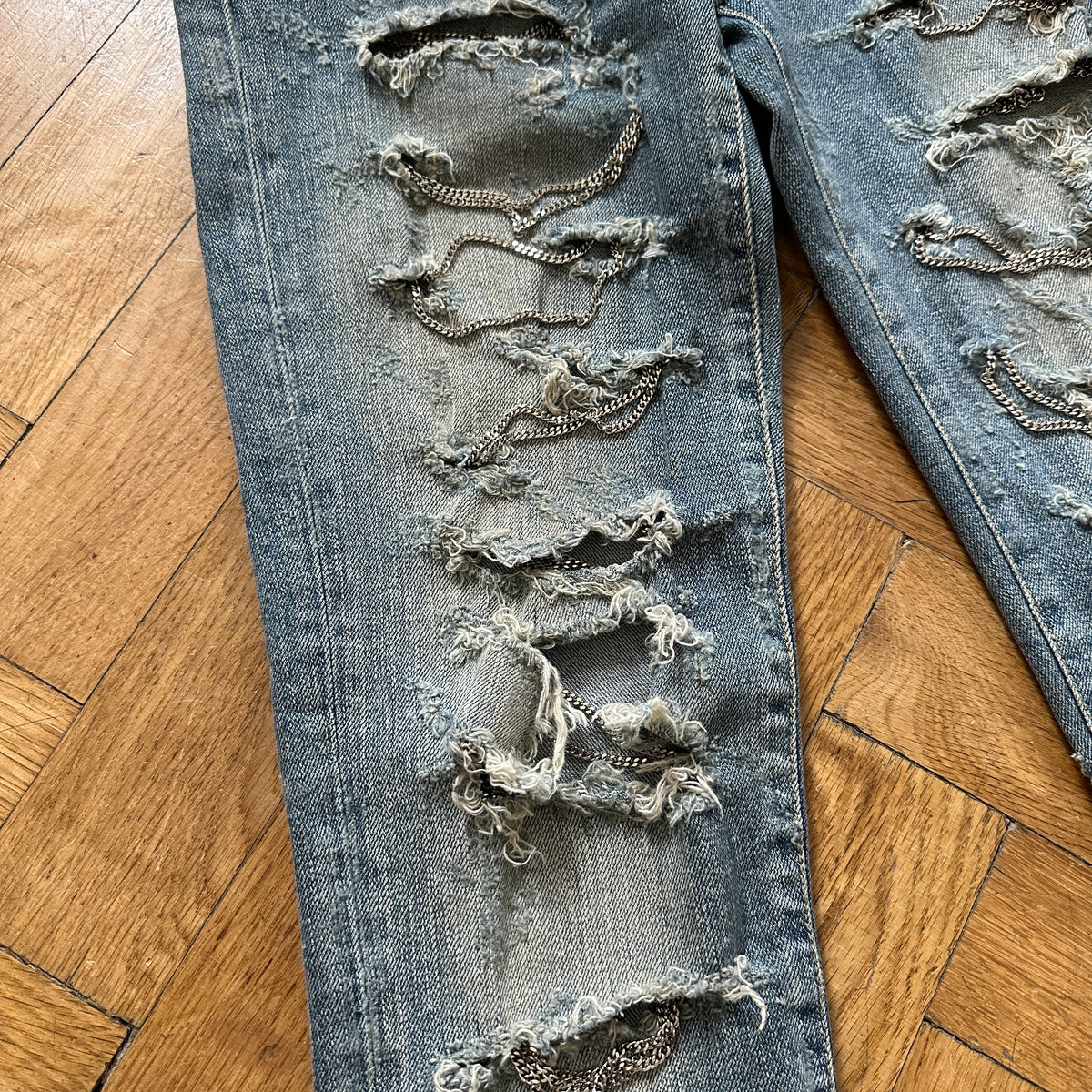 Saint Laurent Paris FW13 Chain Distressed Denim