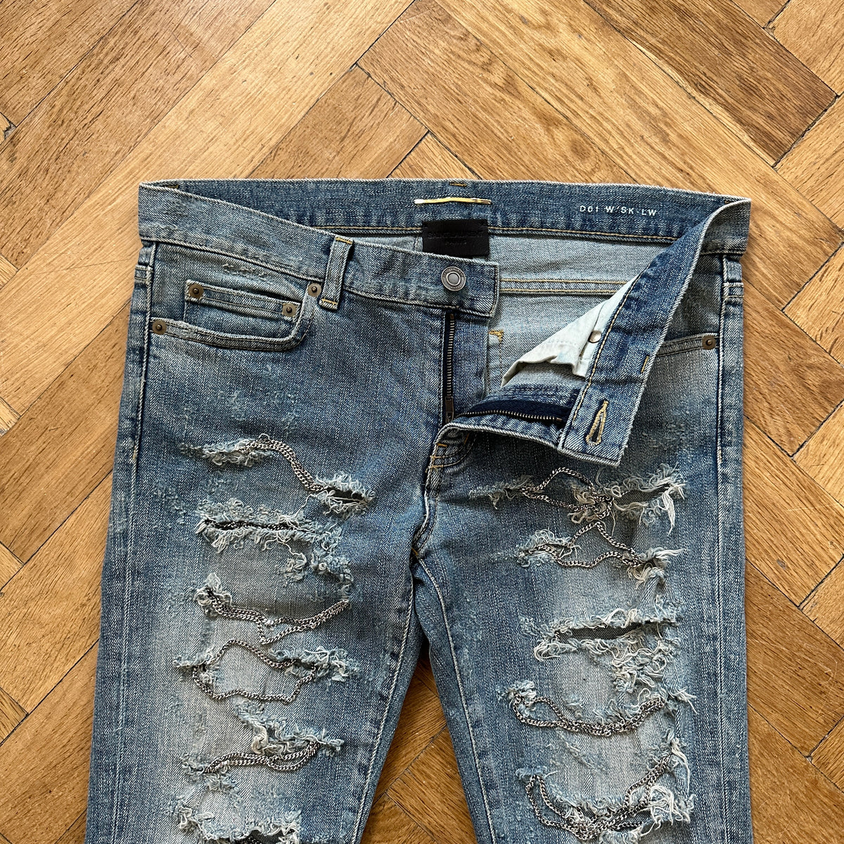 Saint Laurent Paris FW13 Chain Distressed Denim