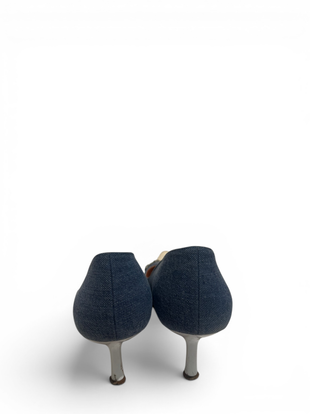 Chanel 2000s by Karl Lagerfeld Denim Star Charm Kitten Heels