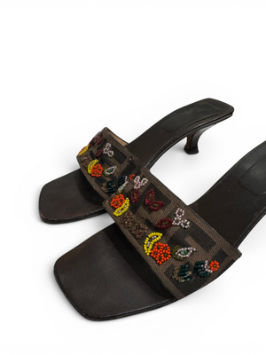 2000s by Karl Lagerfeld Beaded Zucca Heels