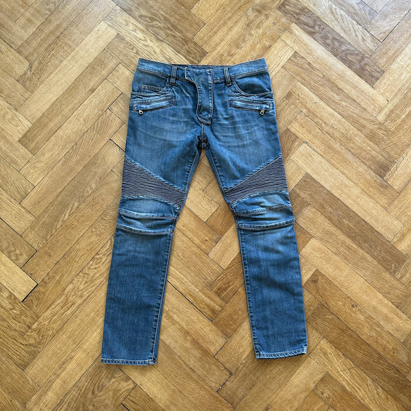 Balmain denim biker discount jeans free shipping