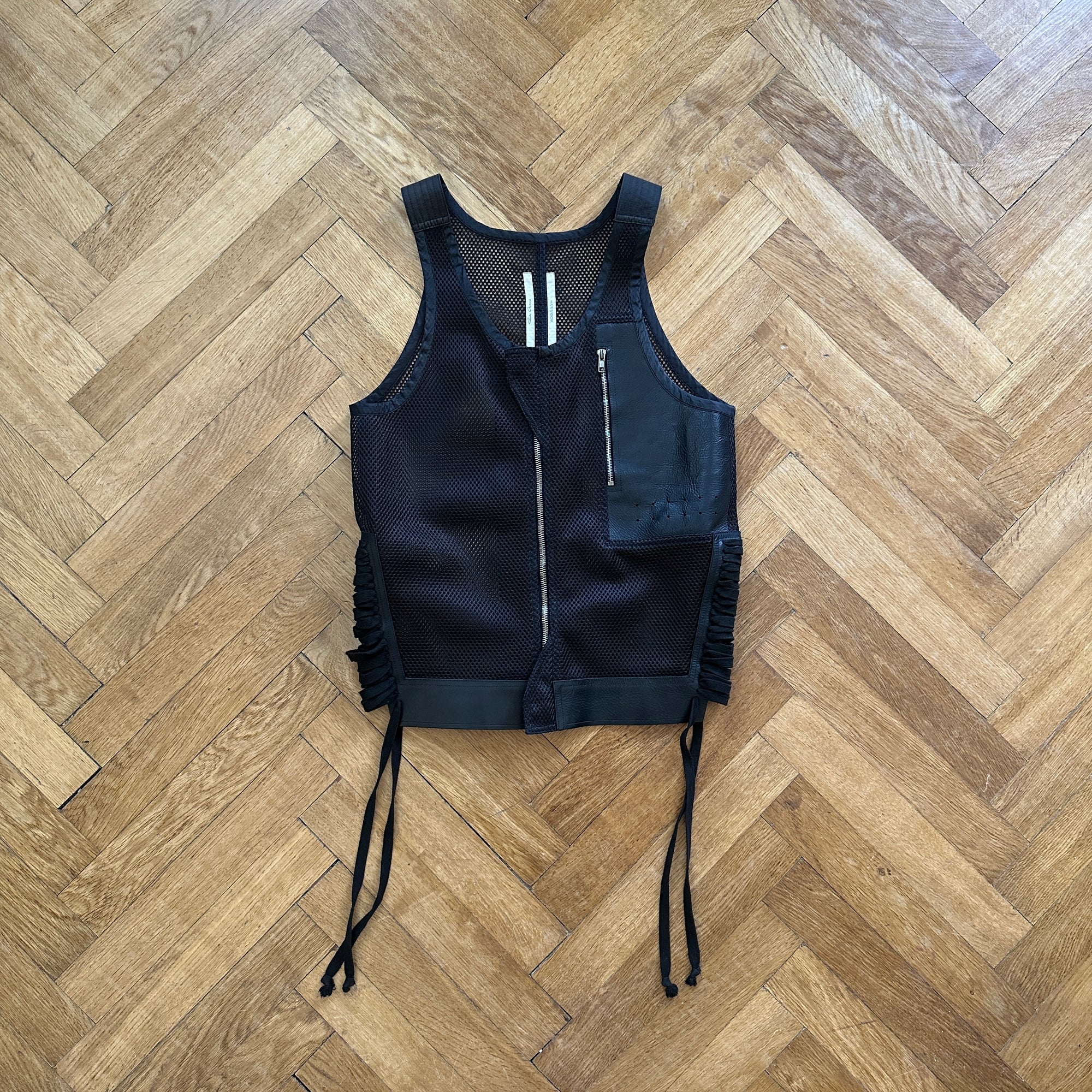 Rick Owens SS14 Vicious Tactial Utility Leather Mesh Laced Vest