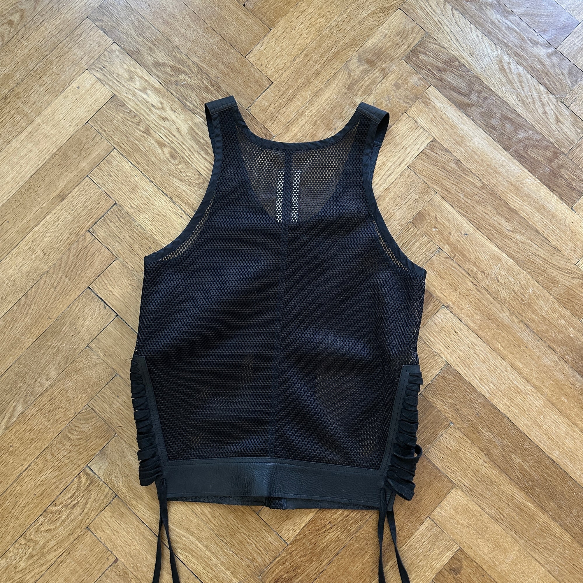 Rick Owens SS14 Vicious Tactial Utility Leather Mesh Laced Vest