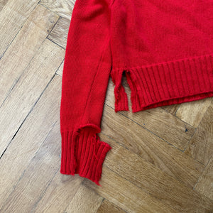 Céline by Phoebe Philo FW17 Red Destroyed Knit Sweater