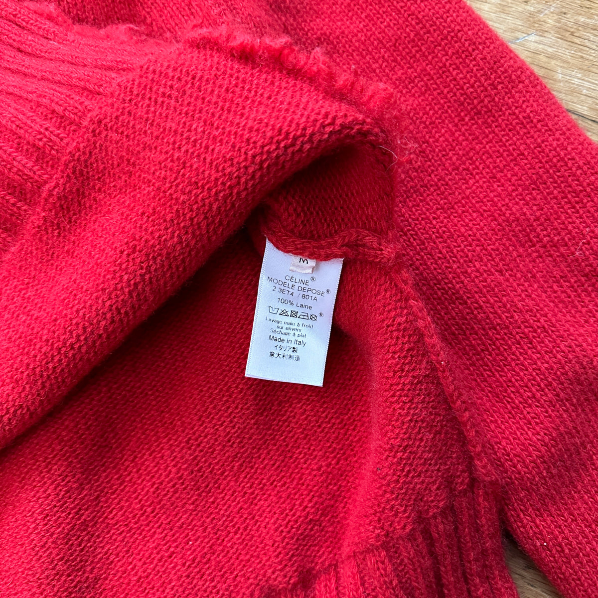 Céline by Phoebe Philo FW17 Red Destroyed Knit Sweater