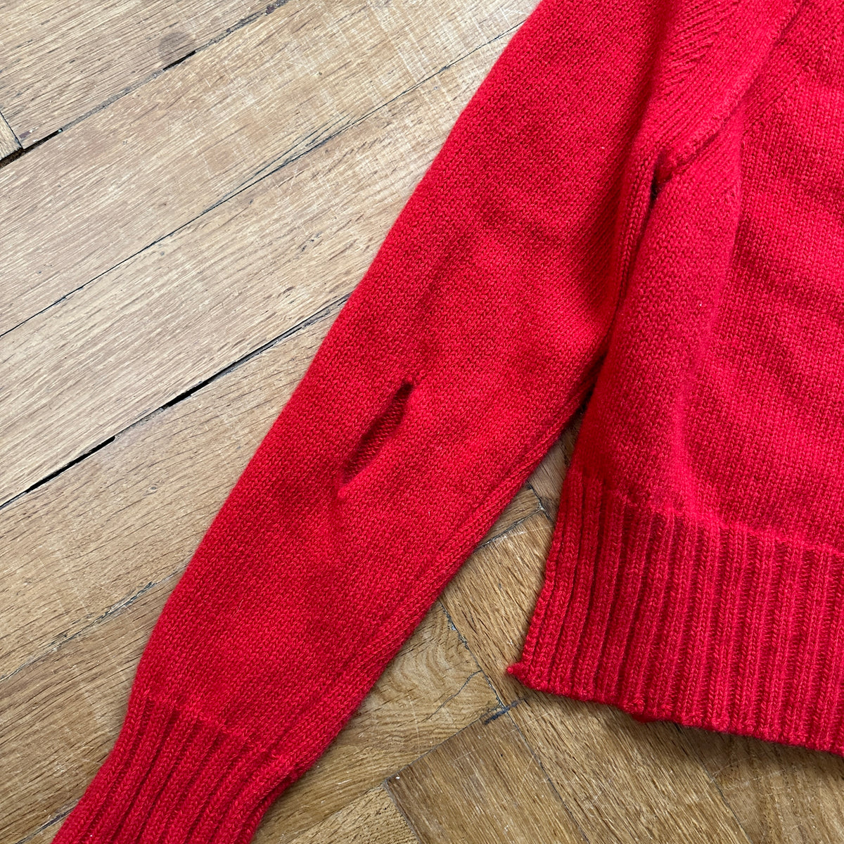 Céline by Phoebe Philo FW17 Red Destroyed Knit Sweater