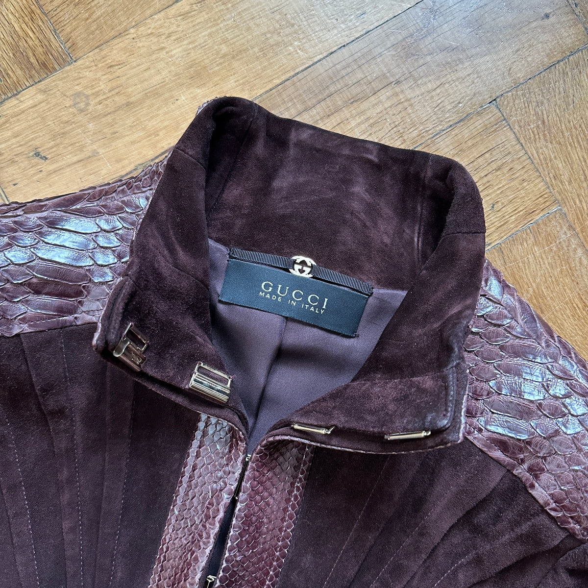 Gucci by Tom Ford SS04 Python Suede Paneled Jacket