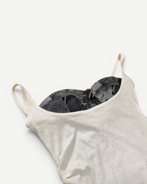 Roberto Cavalli 2000s Double Layered Graffiti Print Bustier