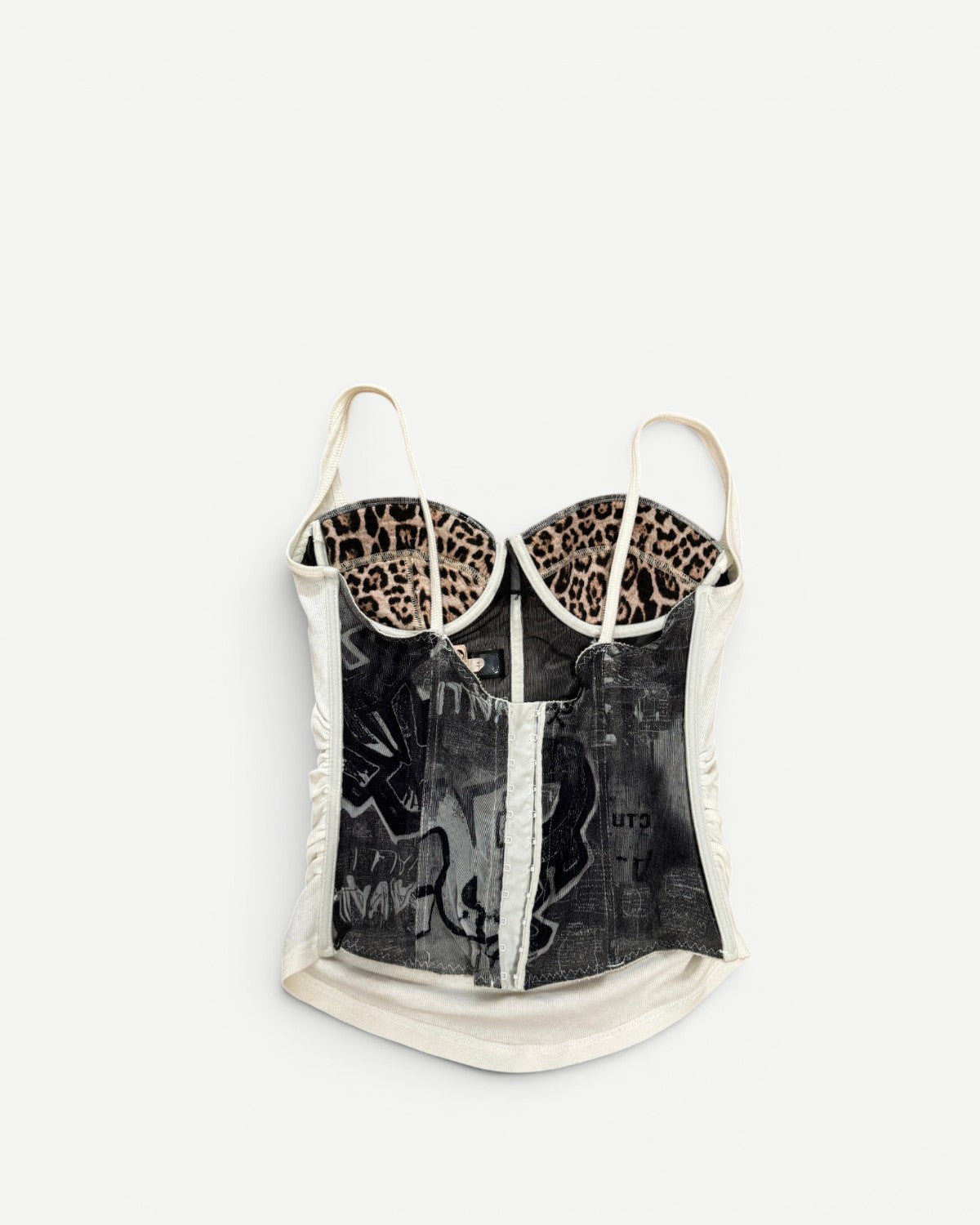Roberto Cavalli 2000s Double Layered Graffiti Print Bustier