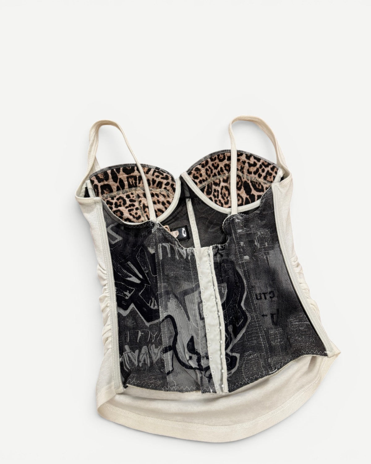 Roberto Cavalli 2000s Double Layered Graffiti Print Bustier