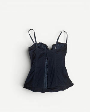 Dolce & Gabbana 2000s Black Metal Logo Pleated Bustier