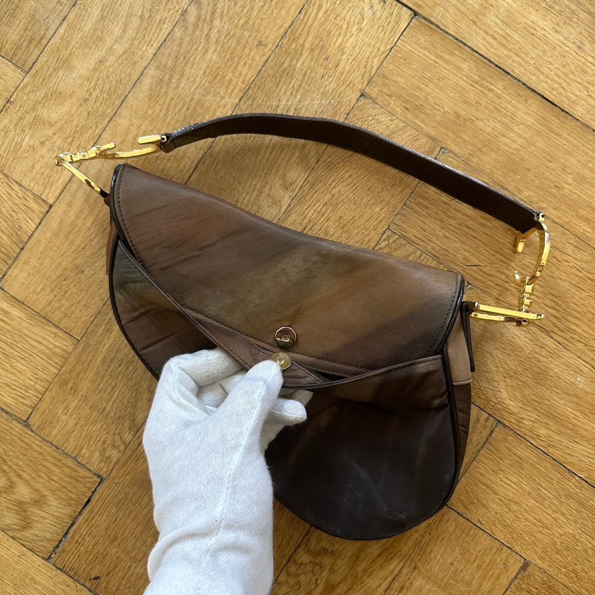 Christian Dior by John Galliano 2000s Dyed Nylon Saddle Bag