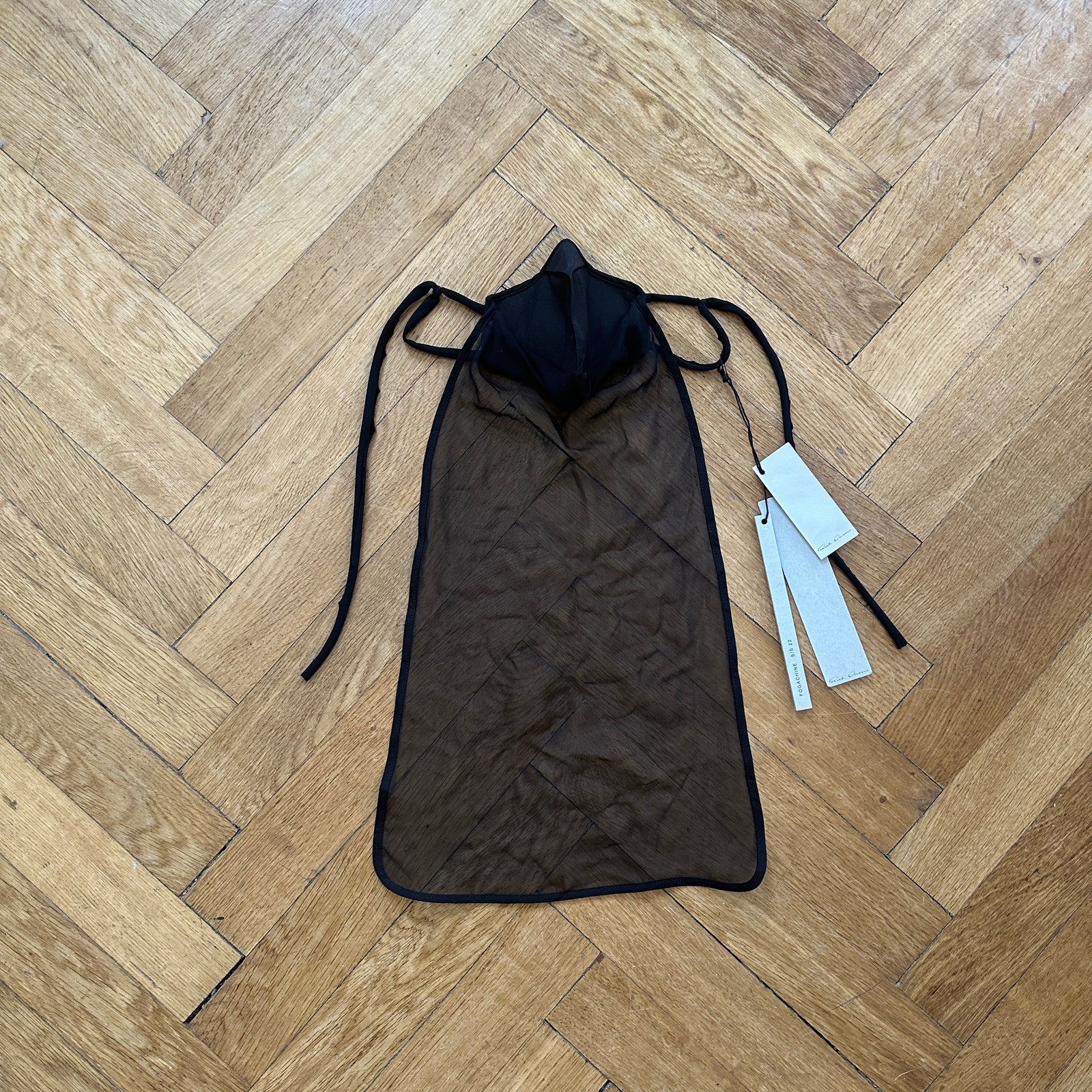 Rick Owens SS22 Fogachine Long Black Silk Mask