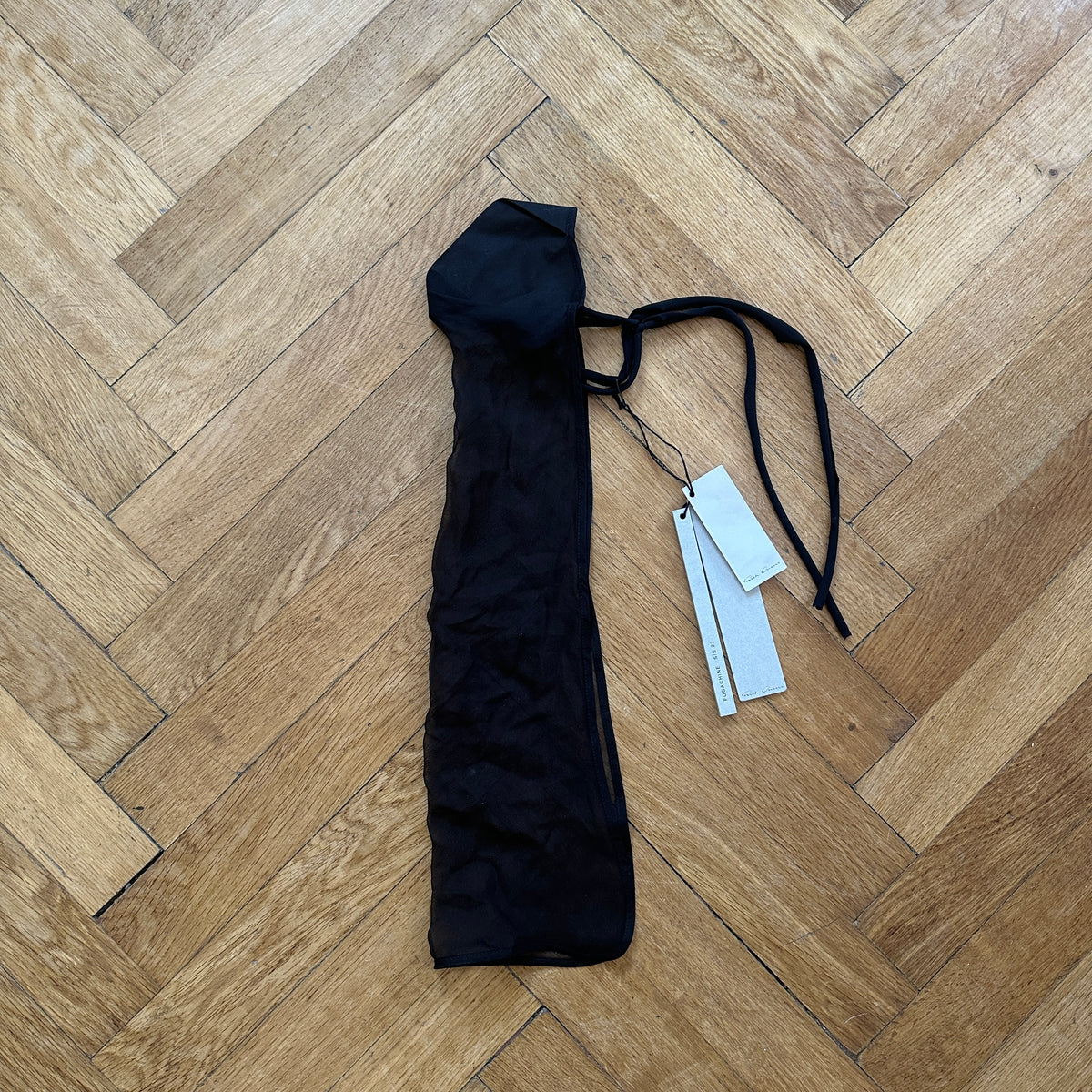 Rick Owens SS22 Fogachine Long Black Silk Mask