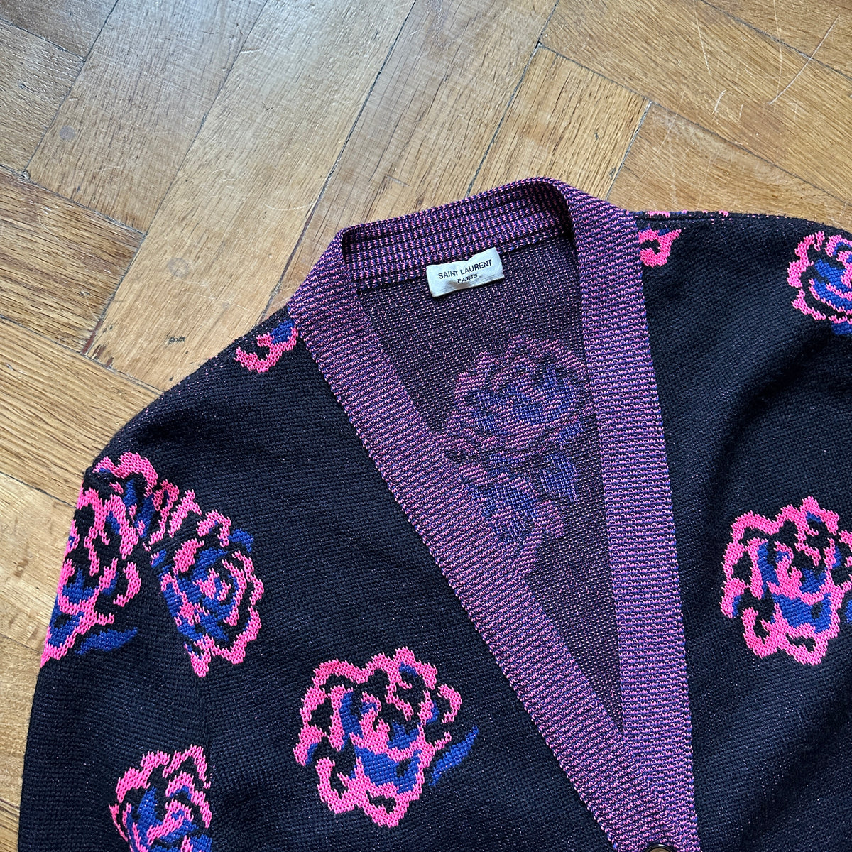 Saint Laurent Paris SS16 Surf Sound Rose Cardigan