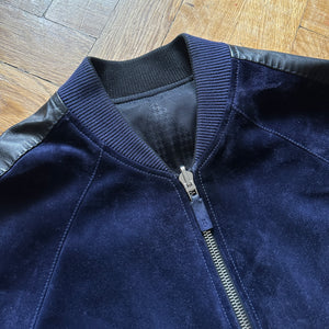 Berluti by Haider Ackermann SS18 Blue Suede Reversible Bomber Jacket