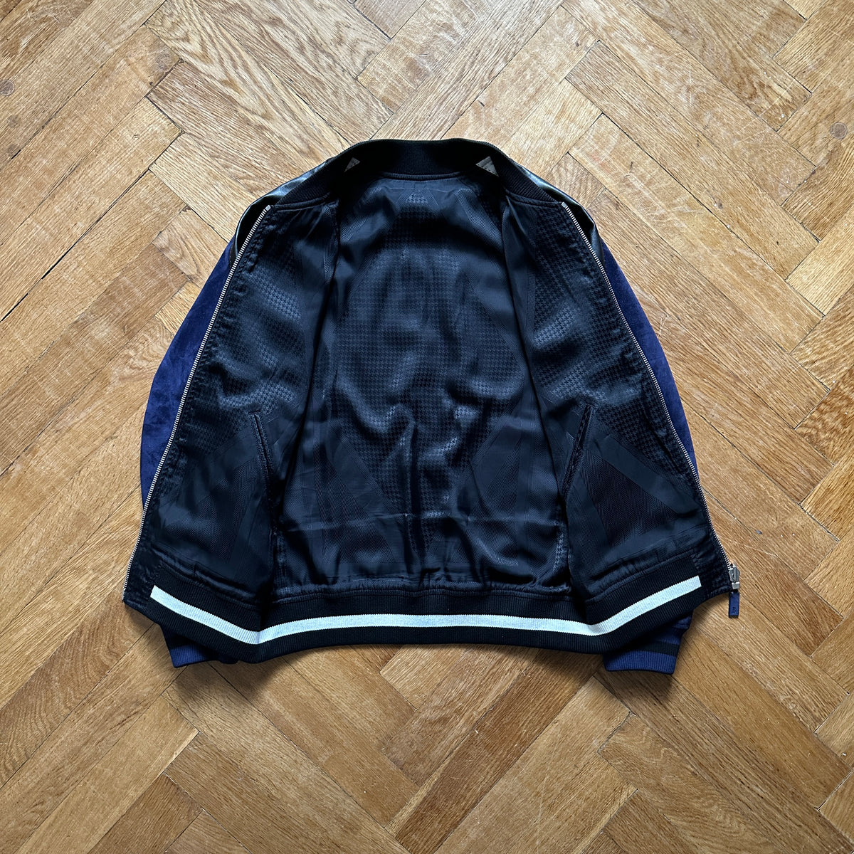 Berluti by Haider Ackermann SS18 Blue Suede Reversible Bomber Jacket