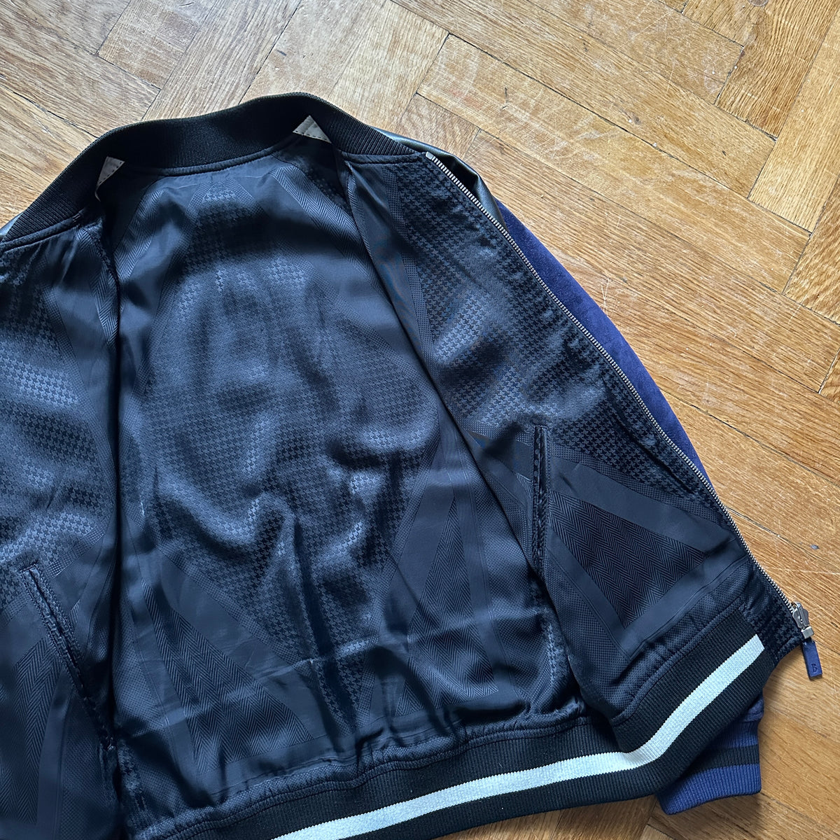 Berluti by Haider Ackermann SS18 Blue Suede Reversible Bomber Jacket