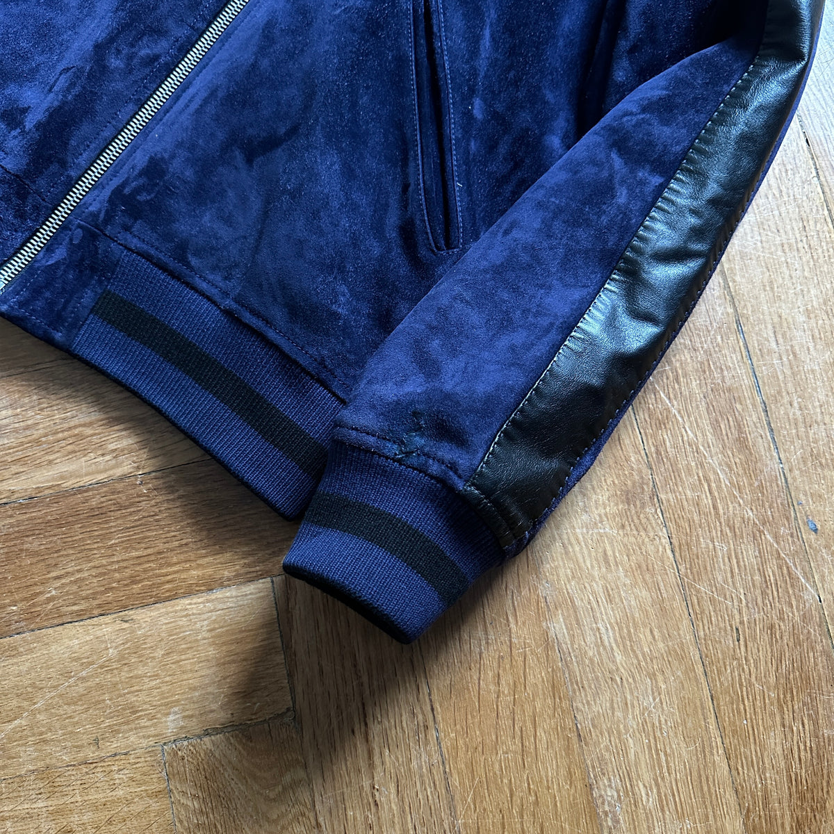 Berluti by Haider Ackermann SS18 Blue Suede Reversible Bomber Jacket